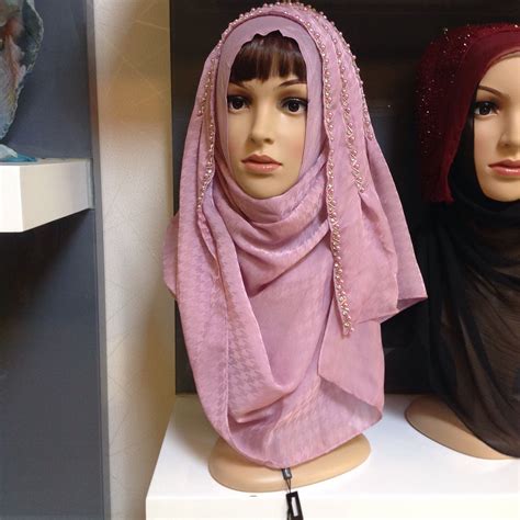 muslim women chiffon beading pink easy wear headscarf islamic khimar hijab full cover headwear