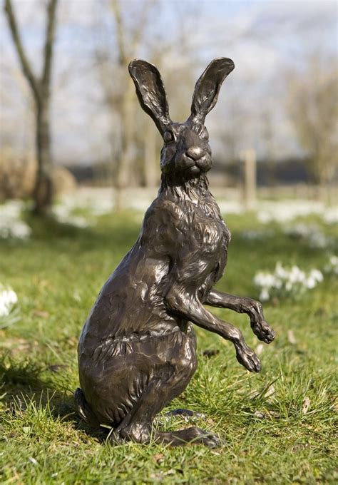 Life Size Bronze Hare Sculpture Garden Alert Hare By Sue Maclaurin