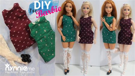 Diy Sleeves Less Mini Dress With Lining And Lace Socks For Barbie Curvy Nynnie Me Youtube