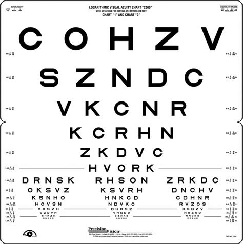 Sloan Distance High Contrast Acuity Folding Chart Precision Vision