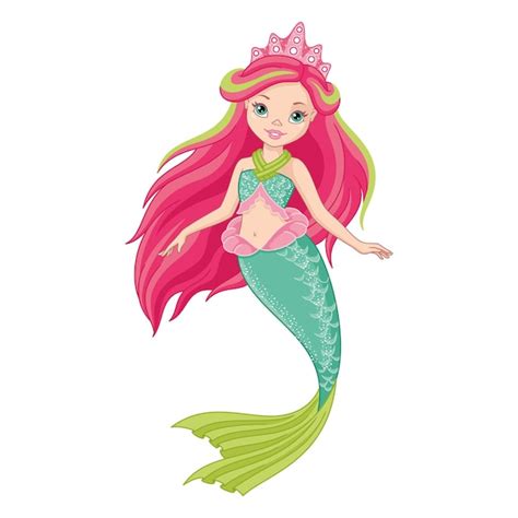 Premium Vector Cute Princess Mermaid Illustration Isolated
