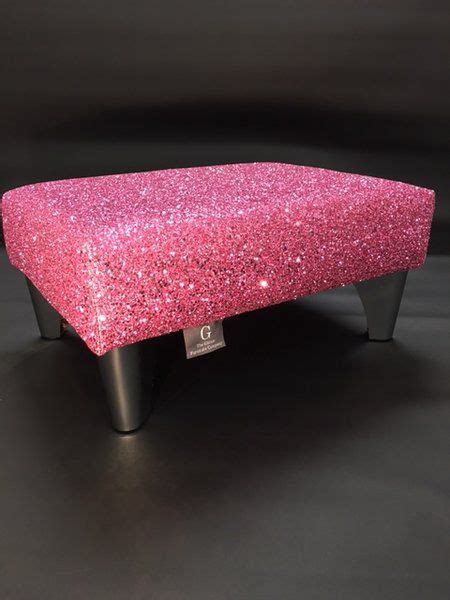 Luxury Pink Sparkle Glitter Footstool Small Glitter Furniture Pink