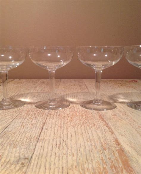 Vintage Plain Flat Champagne Coupe Glasses Set Of 4 Clear Etsy