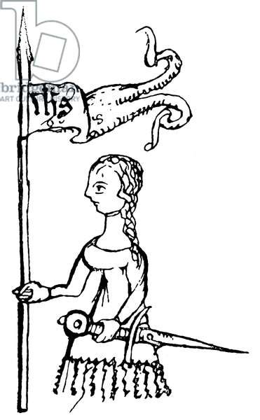 Portrait Of Joan Of Arc 1412 1431 Holding Her Sword And Banner With