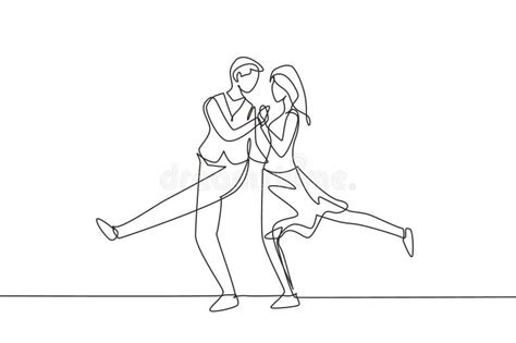 Continuous Line Drawing Dancing Couple Stock Illustrations 145