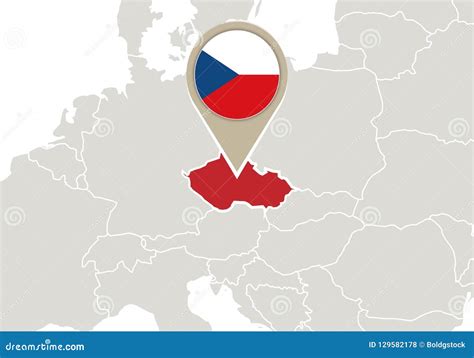 Czech Republic On Europe Map Stock Vector Illustration Of