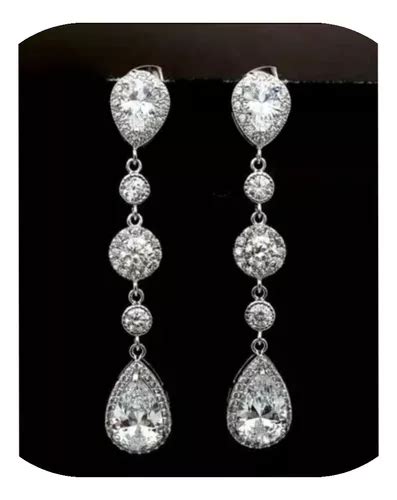 Elegantes Aretes Gota Largos Cristal Austriaco Fiesta Mercadolibre