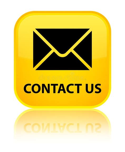 Contact Us Email Icon Special Yellow Square Button Stock Illustration