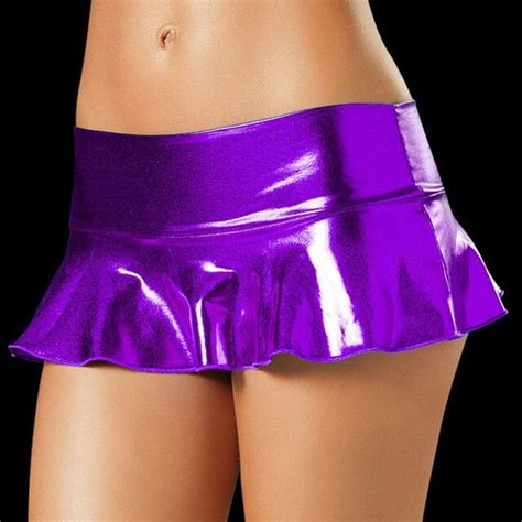 10 Pieces Women Hot Sexy Latex Skirts Suit Pole Dance Clubwear Patent Leather Micro Mini Skirts