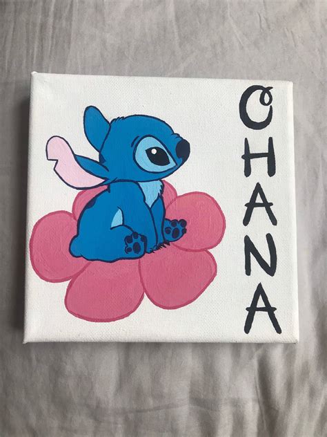 Stitch “ohana” Acrylic Canvas Painting