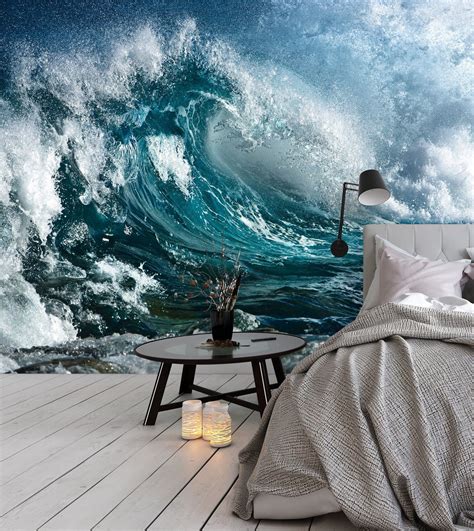 Removable Wallpaper Mural Peel And Stick Ocean Wave Etsy
