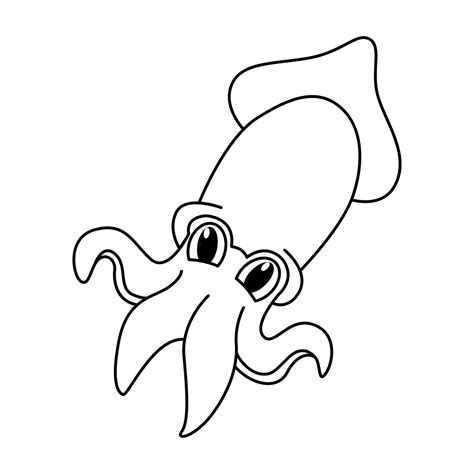 Premium Vector Cute Squid Cartoon Coloring Page Illustration Vector