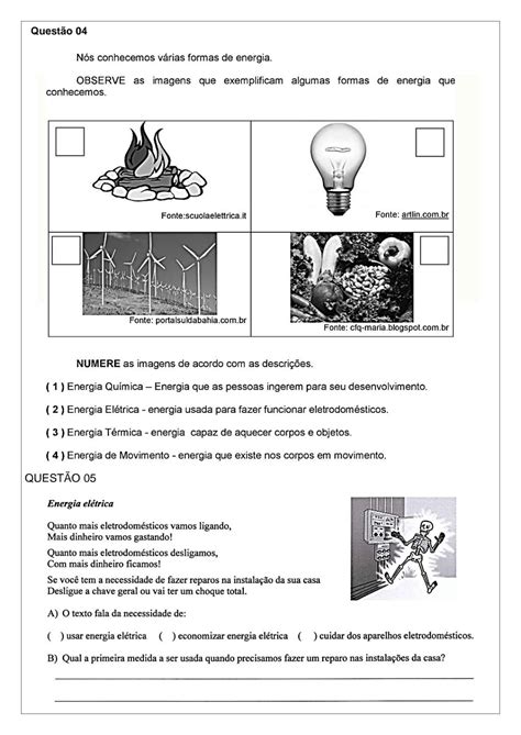 Atividades Tipos De Energia