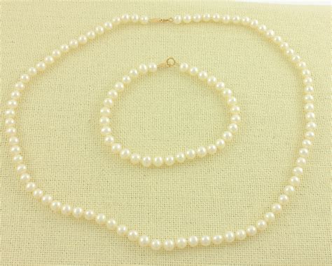 Pearl Necklace Vintage Cultured Freshwater Pearl Necklace And Bracelet
