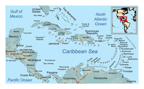 The lesser antilles subduction zone is a convergent plate boundary on the seafloor along the eastern margin of the lesser antilles volcanic arc. Detailed general map of the Caribbean | Lesser Antilles ...