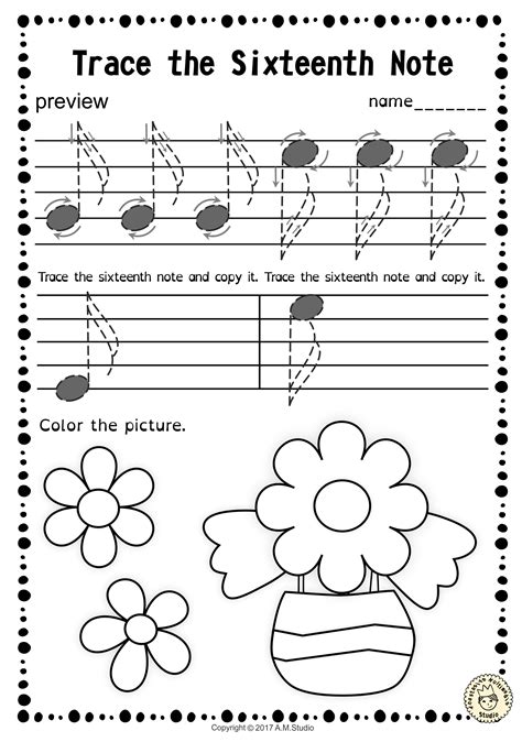 Music Notes And Symbols Tracing Music Worksheets For Spring Music