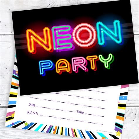 Neon table runners & neon napkin rings. Neon Party Invitations - Ready to Write for Birthdays ...