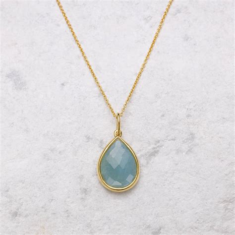 18ct Gold Vermeil Pear Drop Gemstone Necklace By Sharon Mills London