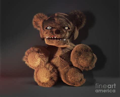 Monster Demon Horror Evil Teddy Bear 3d Rendering Digital Art By