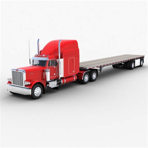 3d Model Flatbed Semi Trailer Truck Trailer Turbosquid 1168257