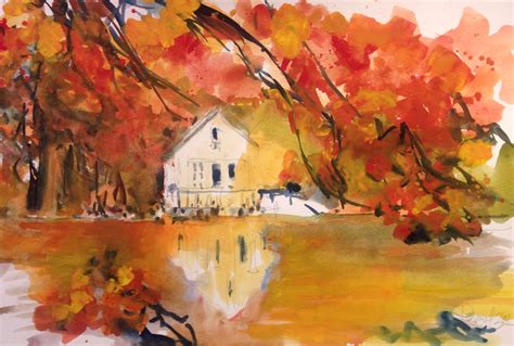 Michigan Autumn Watercolor By Daniel Clarke