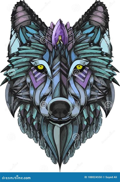 The Zentangle Arts Of Wolf Head Hand Drawn Wolf Side View With Ethnic