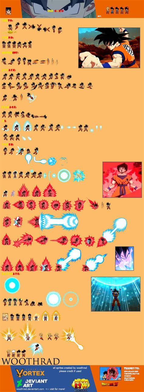 Son Goku Saiyan Saga Sprite Sheet By Woothrad Sprite Goku Anime
