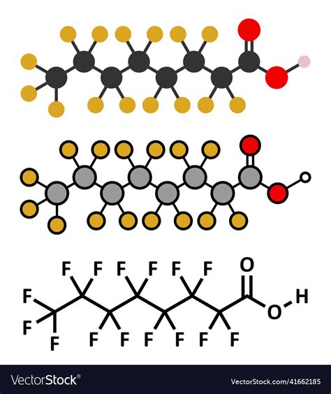 Perfluorooctanoic Acid Pfoa C8 Molecule Important Vector Image