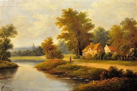 English Landscape Paintings River Landscape In The Lake District By
