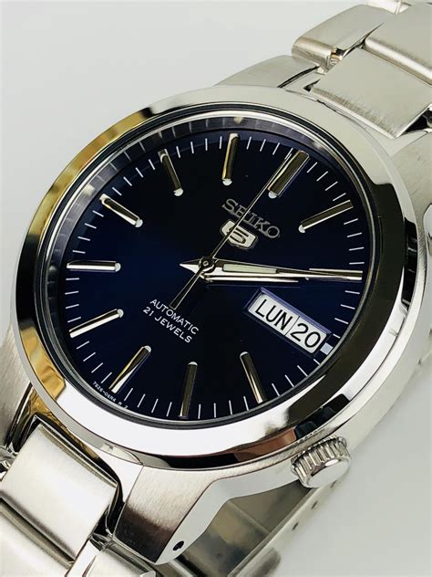 Seiko 5 Automatic Blue Dial Stainless Steel Mens Watch Snka05k1