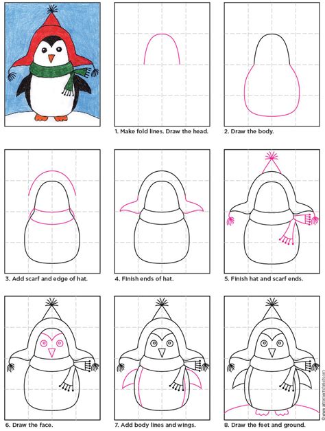 Plumbing kit penguin drawing simple shapes. Draw a Cute Penguin · Art Projects for Kids
