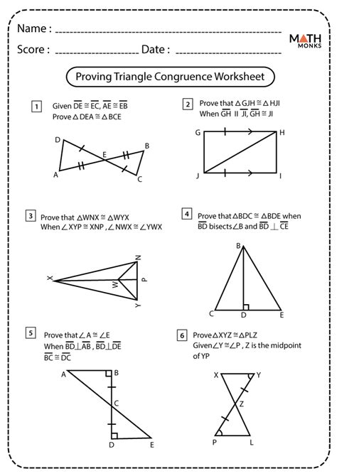 Triangle Congruence Theorems Worksheet