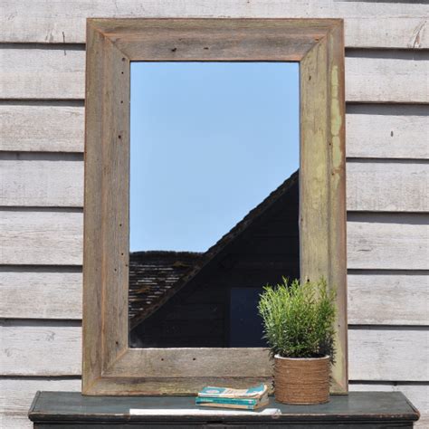 Weathered Architectural Salvage Frame Mirror Home Barn Vintage