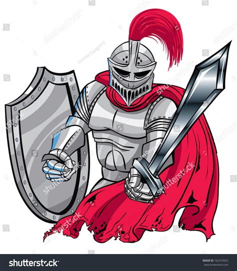 Red Silver Medieval Knight Shield Sword Stock Vector 162310922