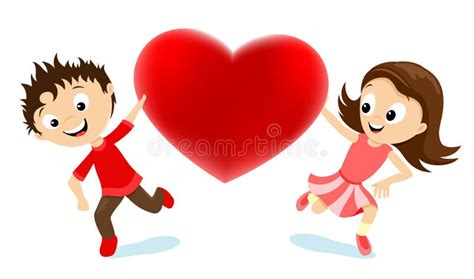 Boy And Girl With A Red Heart Stock Vector Illustration Of Friends