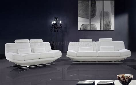 Modern Full Italian Leather 3pc Living Room Set Viper White
