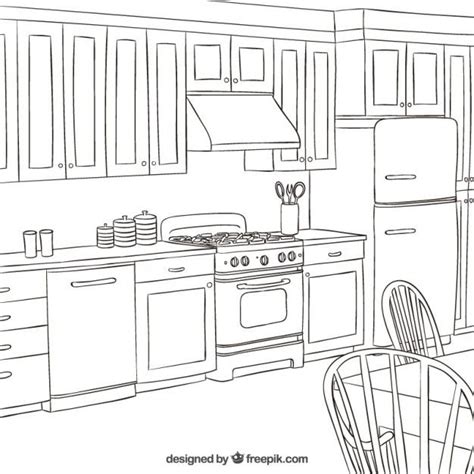 Free coloring sheets to print and download. Sketchy Kitchen in 2020 | Interior design sketches ...