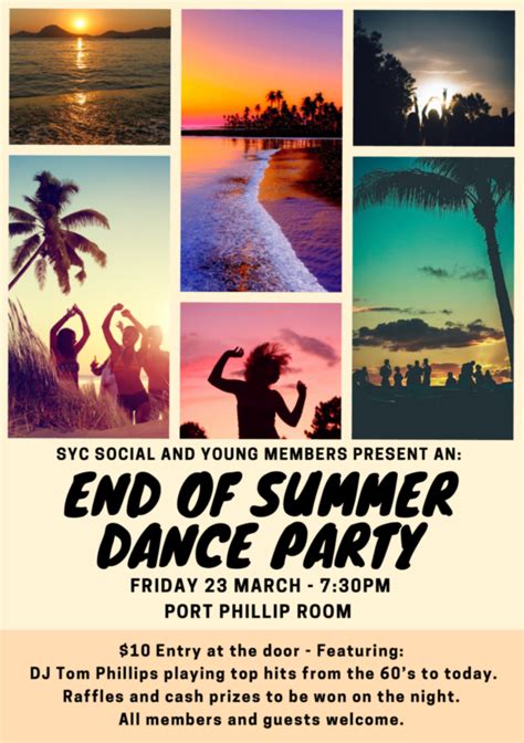 End Of Summer Dance Party Friday 23 March