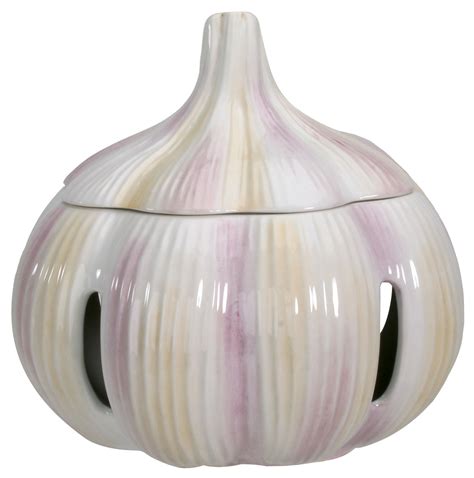 Garlic Keeper Collectible Vegetable Ceramic Glass Kitchen Container