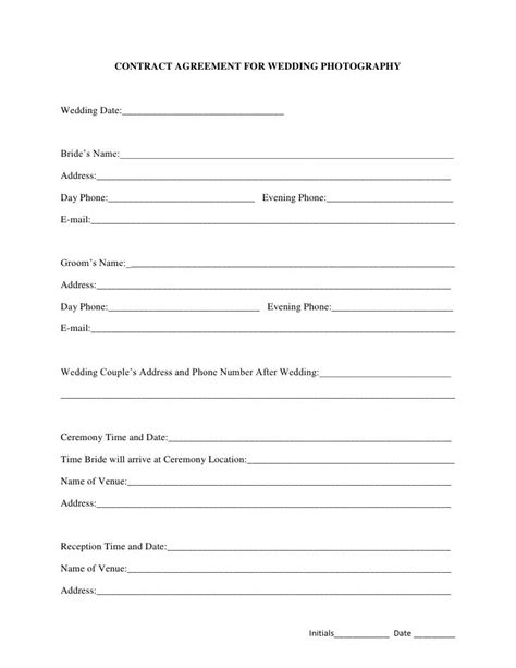 Are you a wedding organizer? Printable Sample Wedding Photography Contract Template Form | Laywers Template Forms Online ...