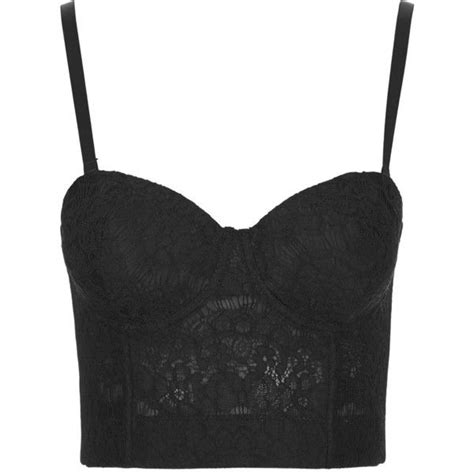 Black Lace Bustier Bralet With Structured Cups And Boning Cropped In