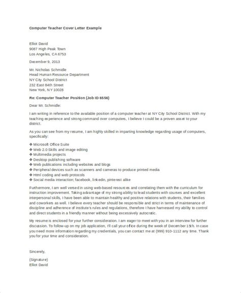 As a highly skilled computer teacher i read your posting for a new computer teacher with interest. Teacher Cover Letter Example - 12+ Free word, PDF ...