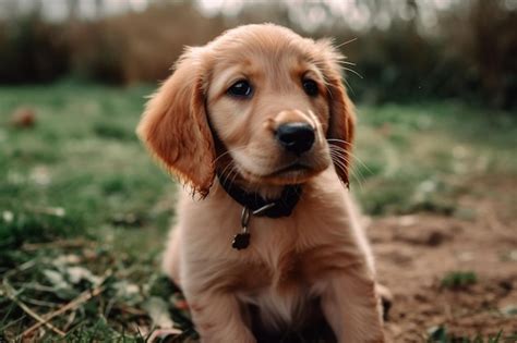 Premium Photo Shallow Focus Shot Of A Cute Golden Retriever Puppy