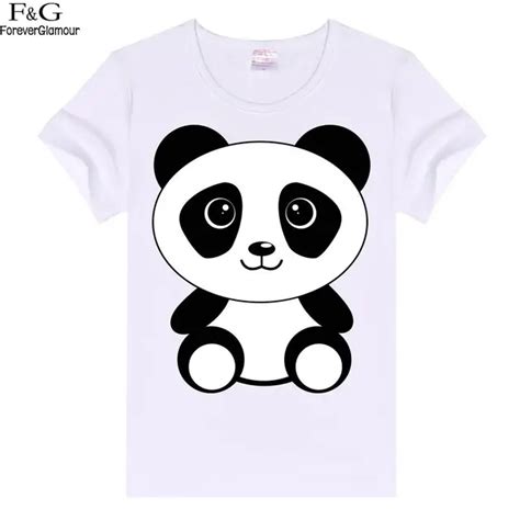panda casual basic plain crew neck slim fit soft short sleeve t shirt white cute cartoon women