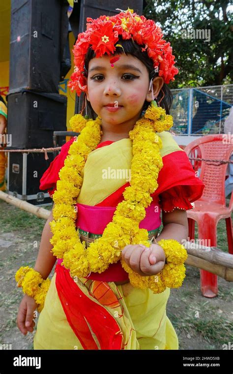 Kolkata India March 9th 2020 Beautiful Young Girl With Spring