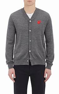 Embroidered Heart Cardigan In Grey Mens Designer Sweaters Mens