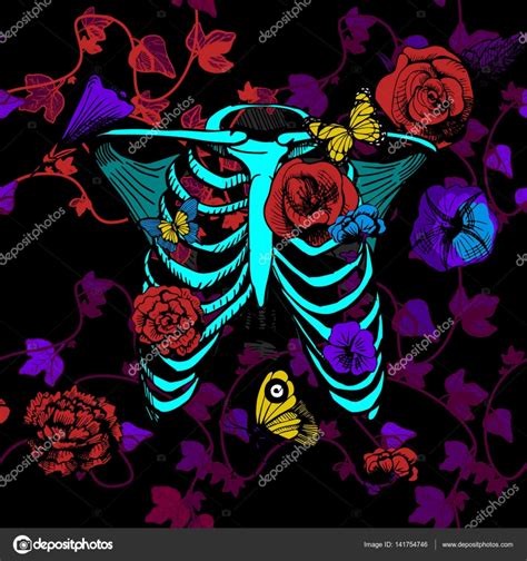 Neon Colors Illustration Of Chest Bones Stock Vector Image By