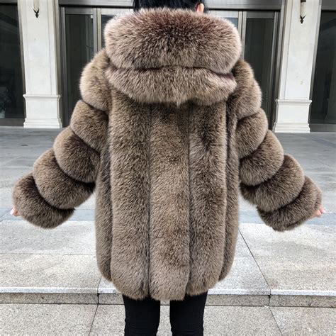 Winter Real Fox Fur Coat Women Hooded Fur Coat Warm 2018 New Brand