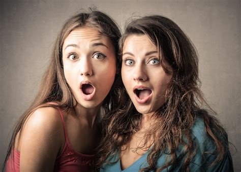 Premium Photo Shocked Surprised Young Girls