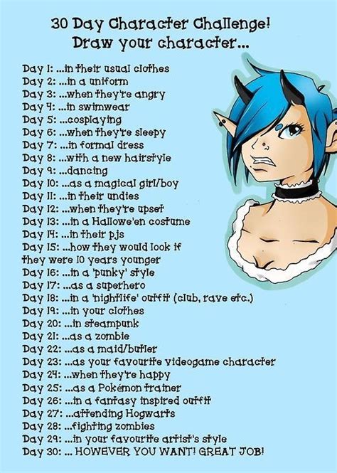 30 Days Character Challenge Draw Yout Character Anime Amino Drawing Challenge Drawing